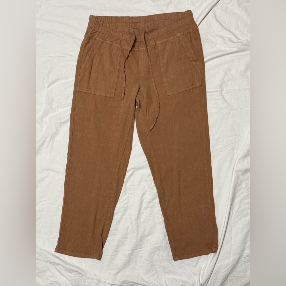 Kut from the Kloth light Brown linen blend cropped pants - Picture 3 of 9